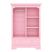 Open children's wardrobe with a hanging rod and open shelves, one large drawer, low design close to the ground for easy access,Pink. - DTYStore