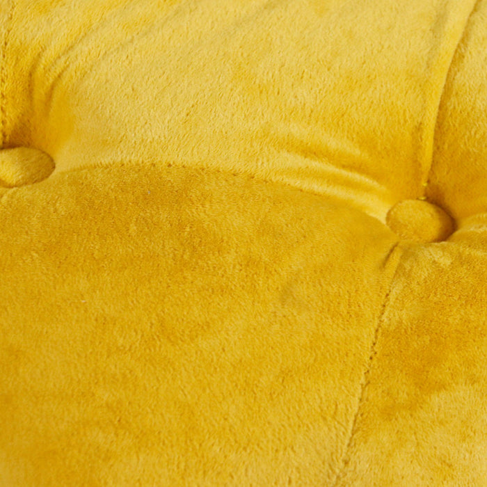 Yellow Modern Velvet Upholstered Ottoman, Exquisite Small End Table, Soft Foot Stool,Dressing Makeup Chair, Comfortable Seat for Living Room, Bedroom, Entrance - DTYStore