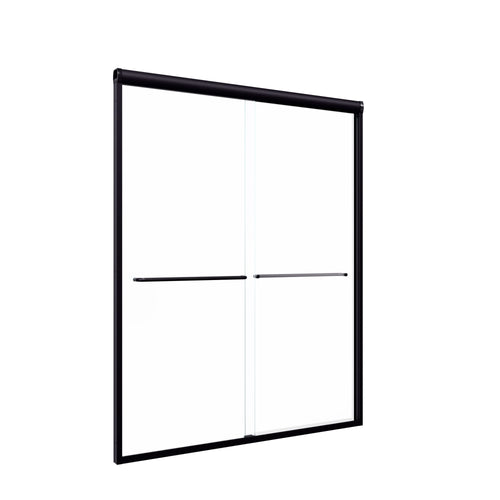 Modern Semi-Frameless Double Sliding Shower Door with Matte Black Finish, 1/4' SGCC Tempered Glass, 56'-60'W x 72'H - Image 15