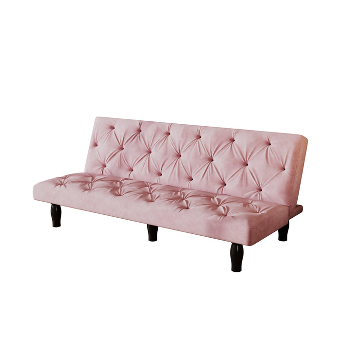 Sofa to Sofa Bed Transformation: 66" Pink Velvet Sofa Bed, Ideal for Family Living Rooms, Apartments & Bedrooms - DTYStore