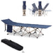 Outsunny Folding Camping Cot for Adults with Carry Bag, Side Pocket, Outdoor Portable Sleeping Bed for Travel, Camp, Vacation, 330 lbs. Capacity, Blue - DTYStore