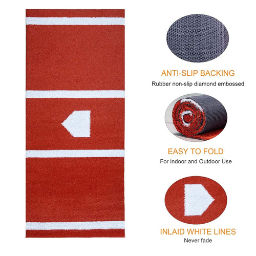 Premium Baseball Batting Mat: 10x3.8 ft Indoor/Outdoor Portable Baseball Softball Hitting Mat, Non-slip Rubber Bottom Batting Cage Mat with Home Plate for Batter, Pitcher and Catcher Training - Image 5