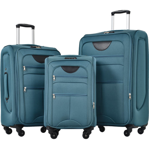 Softside Luggage Expandable 3 Piece Set Suitcase Upright Spinner Softshell Lightweight Luggage Travel Set - Image 1