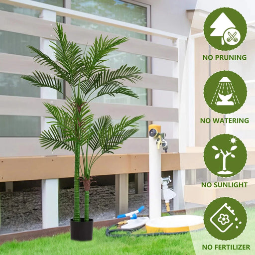 6FT Artificial Plant – Realistic Faux Indoor Potted Tree Lush Green Leaves, High-End Decorative Simulation for Home, Office, Bedroom or Hotel Decoration, 1pc/Set Default -DTYStore