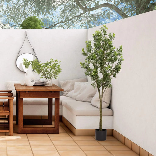 6FT Artificial Tree Tall Lifelike Greenery Plant Realistic Faux Potted Tree with Natural Look Leaves for Indoor Home Office Living Room Bedroom Decoration ,1pc/set Default -DTYStore