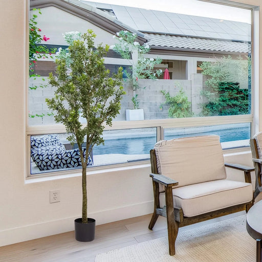 6FT Artificial Tree Tall Lifelike Greenery Plant Realistic Faux Potted Tree with Natural Look Leaves for Indoor Home Office Living Room Bedroom Decoration ,1pc/set Default -DTYStore