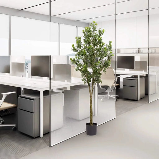 6FT Artificial Tree Tall Lifelike Greenery Plant Realistic Faux Potted Tree with Natural Look Leaves for Indoor Home Office Living Room Bedroom Decoration ,1pc/set Default -DTYStore