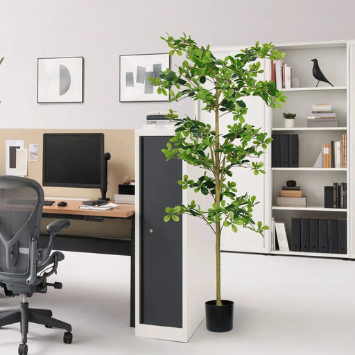 6FT Tall Artificial Tree, Fake Polyscias Fruticosa Plant for Indoor Decor, Potted Faux Silk Greenery for Living Room, Office, Home Decoration 1pc/set Default -DTYStore