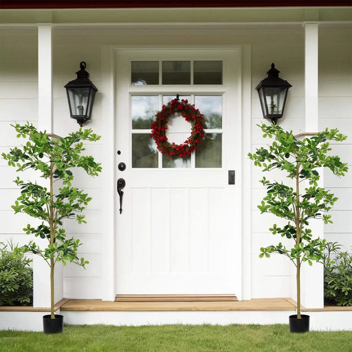 6FT Tall Artificial Tree, Fake Polyscias Fruticosa Plant for Indoor Decor, Potted Faux Silk Greenery for Living Room, Office, Home Decoration 1pc/set Default -DTYStore