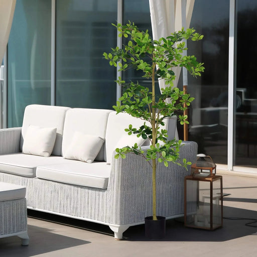 6FT Tall Artificial Tree, Fake Polyscias Fruticosa Plant for Indoor Decor, Potted Faux Silk Greenery for Living Room, Office, Home Decoration 1pc/set Default -DTYStore