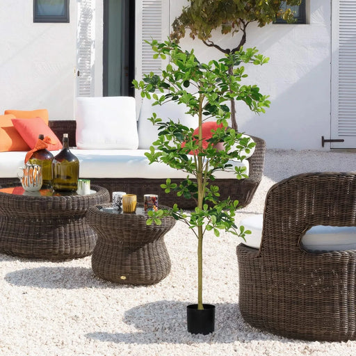 6FT Tall Artificial Tree, Fake Polyscias Fruticosa Plant for Indoor Decor, Potted Faux Silk Greenery for Living Room, Office, Home Decoration 1pc/set Default -DTYStore