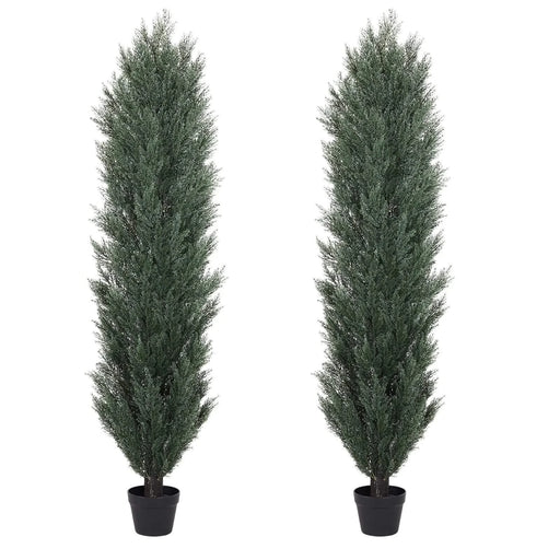 6FT detachable Artificial green pine and cypress tall simulation plant for indoor and outdoor decoration 2pcs/set Default -DTYStore