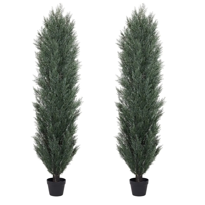 6FT detachable Artificial green pine and cypress tall simulation plant for indoor and outdoor decoration 2pcs/set Default -DTYStore