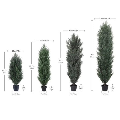 6FT detachable Artificial green pine and cypress tall simulation plant for indoor and outdoor decoration 2pcs/set Default -DTYStore