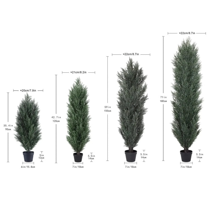 6FT detachable Artificial green pine and cypress tall simulation plant for indoor and outdoor decoration 2pcs/set Default -DTYStore