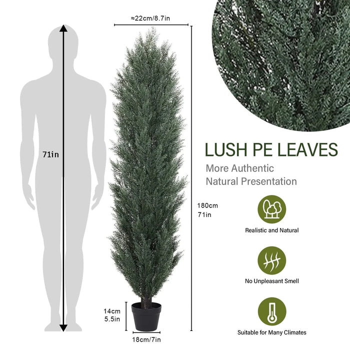 6FT detachable Artificial green pine and cypress tall simulation plant for indoor and outdoor decoration 2pcs/set Default -DTYStore