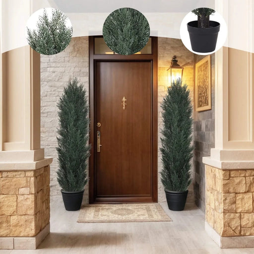 6FT detachable Artificial green pine and cypress tall simulation plant for indoor and outdoor decoration 2pcs/set Default -DTYStore