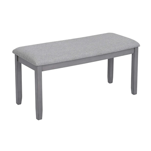 6PCs Kitchen Dining Set, Rectangular Wooden Dining Table with 4 Upholstered Chairs and a Bench, Dining Table Set for 6 People, Living Room, Home Bar and Kitchen, Gray Default -DTYStore