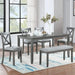 6PCs Kitchen Dining Set, Rectangular Wooden Dining Table with 4 Upholstered Chairs and a Bench, Dining Table Set for 6 People, Living Room, Home Bar and Kitchen, Gray Default -DTYStore