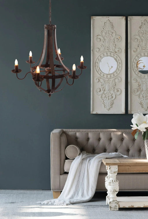 6 - Light Metal Chandelier, Hanging Light Fixture with Adjustable Chain for Kitchen Dining Room Foyer Entryway, Bulb Not Included Default -DTYStore