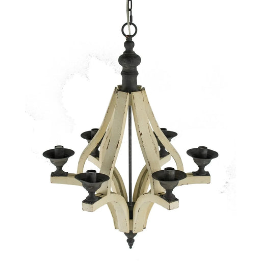 6 - Light Wood Chandelier, Hanging Light Fixture with Adjustable Chain for Kitchen Dining Room Foyer Entryway, Bulb Not Included Default -DTYStore