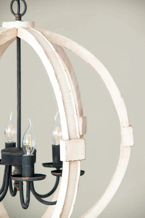 6 - Light Wood Chandelier, Hanging Light Fixture with Adjustable Chain for Kitchen Dining Room Foyer Entryway, Bulb Not Included Default -DTYStore