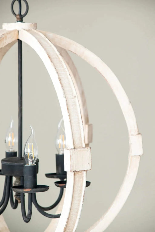 6 - Light Wood Chandelier, Hanging Light Fixture with Adjustable Chain for Kitchen Dining Room Foyer Entryway, Bulb Not Included Default -DTYStore