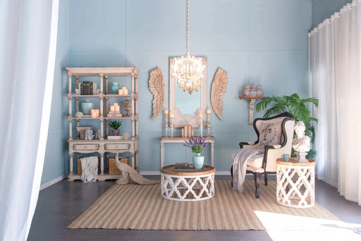 6 - Light Wood Chandelier, Hanging Light Fixture with Adjustable Chain for Kitchen Dining Room Foyer Entryway, Bulb Not Included Default -DTYStore