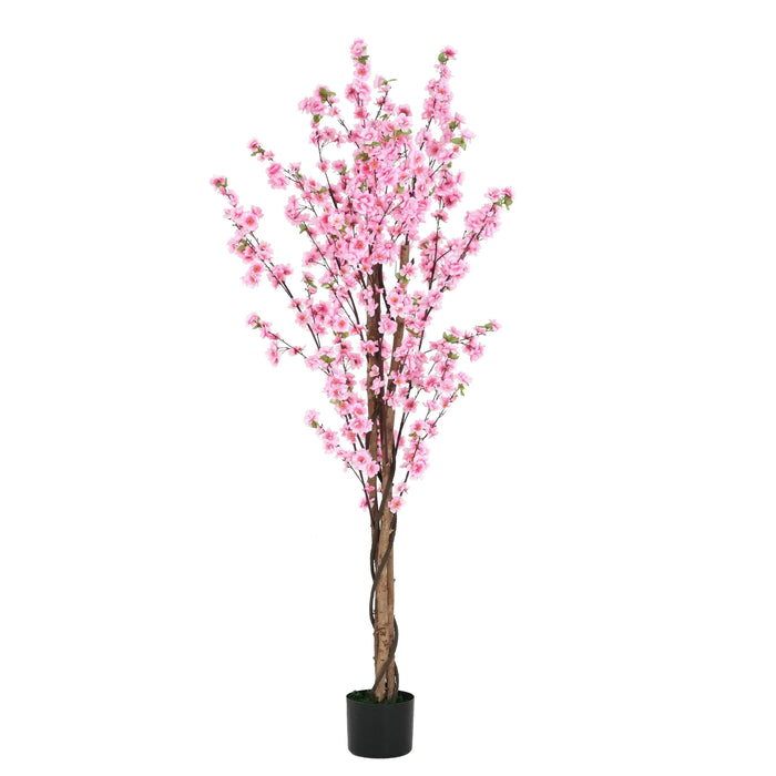6' Artificial Peach Blossom Tree with Pot Default -DTYStore