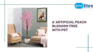 6' Artificial Peach Blossom Tree with Pot Default -DTYStore