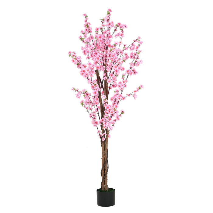 6' Artificial Peach Blossom Tree with Pot Default -DTYStore