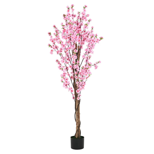 6' Artificial Peach Blossom Tree with Pot Default -DTYStore
