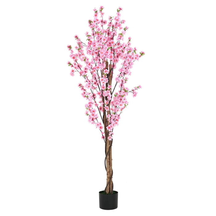 6' Artificial Peach Blossom Tree with Pot Default -DTYStore