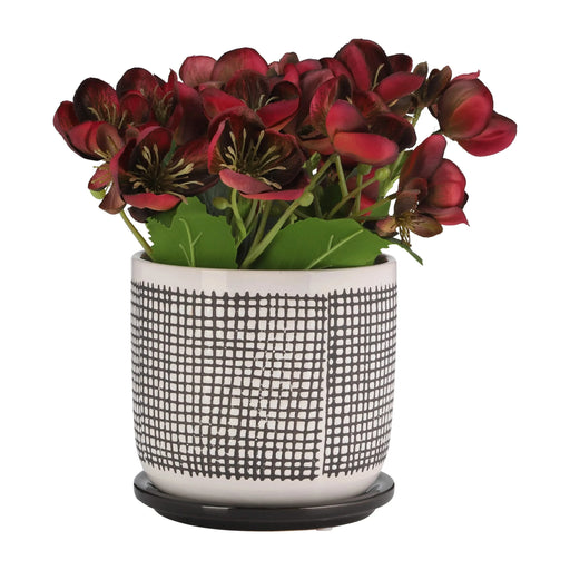 6' MESH DESIGN PLANTER W/ SAUCER, GRAY Default -DTYStore