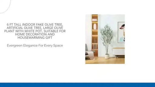 6 ft tall indoor fake olive tree, artificial olive tree, large olive plant with white pot, suitable for home decoration and housewarming gift Default -DTYStore