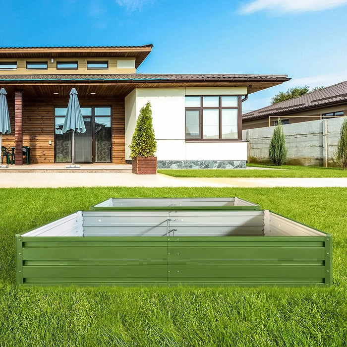 6 x 3 x 1 ft (2 pack) Metal Garden Bed,Outdoor Planter Box Metal Patio Kit Planting Bed for Vegetables Flowers Herb,Green Default -DTYStore