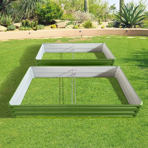 6 x 3 x 1 ft (2 pack) Metal Garden Bed,Outdoor Planter Box Metal Patio Kit Planting Bed for Vegetables Flowers Herb,Green Default -DTYStore