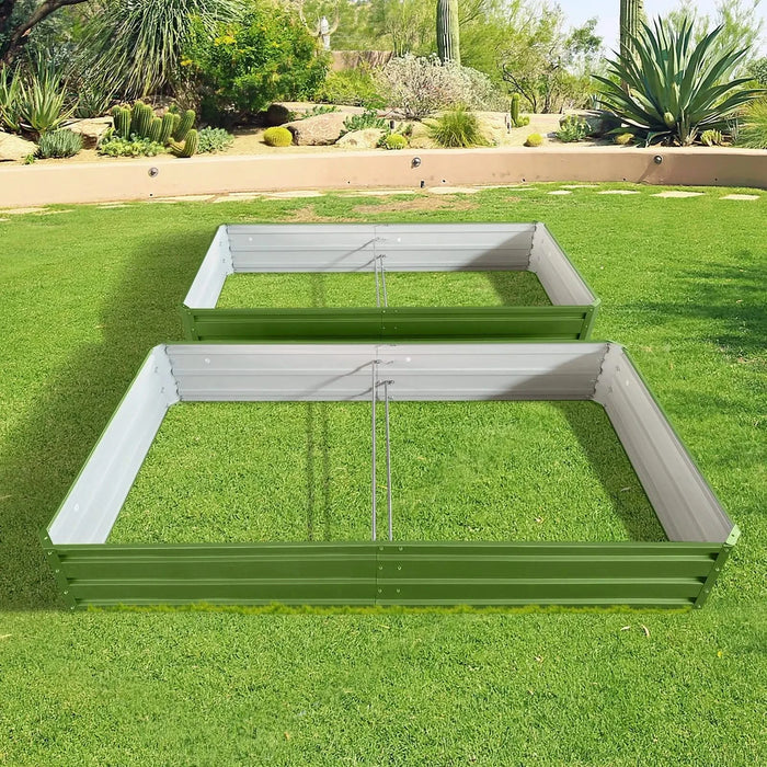 6 x 3 x 1 ft (2 pack) Metal Garden Bed,Outdoor Planter Box Metal Patio Kit Planting Bed for Vegetables Flowers Herb,Green Default -DTYStore