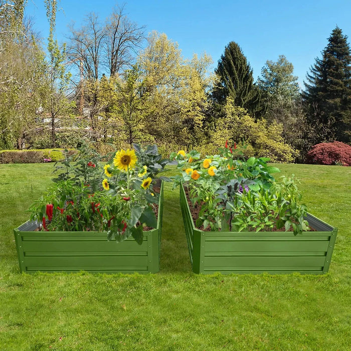 6 x 3 x 1 ft (2 pack) Metal Garden Bed,Outdoor Planter Box Metal Patio Kit Planting Bed for Vegetables Flowers Herb,Green Default -DTYStore