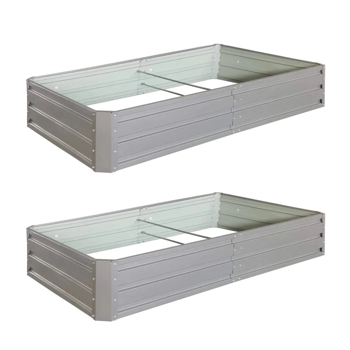 6 x 3 x 1 ft (2 pack) Metal Garden Bed,Outdoor Planter Box Metal Patio Kit Planting Bed for Vegetables Flowers Herb,Grey Default -DTYStore