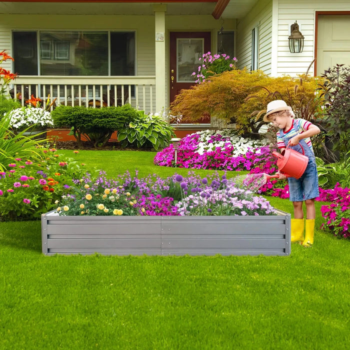6 x 3 x 1 ft (2 pack) Metal Garden Bed,Outdoor Planter Box Metal Patio Kit Planting Bed for Vegetables Flowers Herb,Grey Default -DTYStore