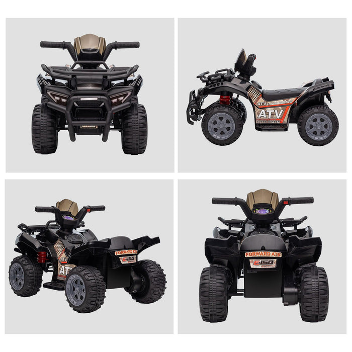 Kids ATV Four Wheeler Ride on Car, Motorized Quad, 6V Battery Powered Electric Quad with Songs for 18-36 Months, Black