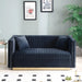 Contemporary Vertical Channel Tufted Velvet Sofa Loveseat Modern Upholstered 2 Seater Couch for Living Room Apartment with 2 pillows,Black - DTYStore