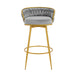 Swivel Counter Height Bar Stools Set of 2,31.5'Bar Height Stools with Hand-Woven Backrest & Gold Metal Legs,Modern Low Back Upholstered Kitchen Chairs with Footrest for Island,Dining Room,Grey - DTYStore