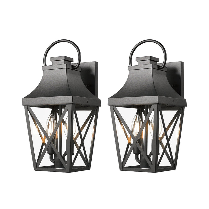Outdoor Wall Lights, Porch Lights, Waterproof Outdoor Wall Sconce, Exterior Light Fixture Matte Black with Clear Glass Shade for Garage Patio Front Door Balcony (2 pack)