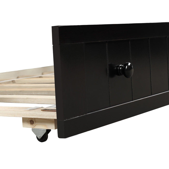 Twin Wooden Daybed with Trundle Bed, Sofa Bed for Bedroom Living Room, Espresso - DTYStore