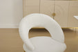 061-Set of 1 Teddy Fabric Dining Chairs With Curved Backrest and Golden Metal Legs for Kitchen or Dining Room ,White - DTYStore