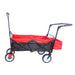 folding wagon Collapsible Outdoor Utility Wagon, Heavy Duty Folding Garden Portable Hand Cart, Drink Holder, Adjustable Handles(Black+Red colour) - DTYStore