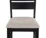 Contemporary 2pc Dining Side Chair Upholstered Seat Ladder Back Dark Frame Gray Fabric Upholstery Dining Room Furniture - DTYStore