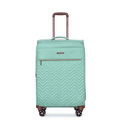 Softshell Suitcase Spinner Wheels Terylene Luggage Set Green 4-Piece Lightweight Durable - Image 8